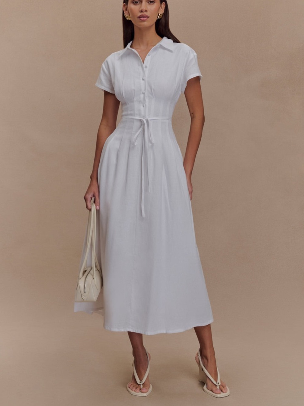 Meshki Aysha Buttoned Linen Midi Dress